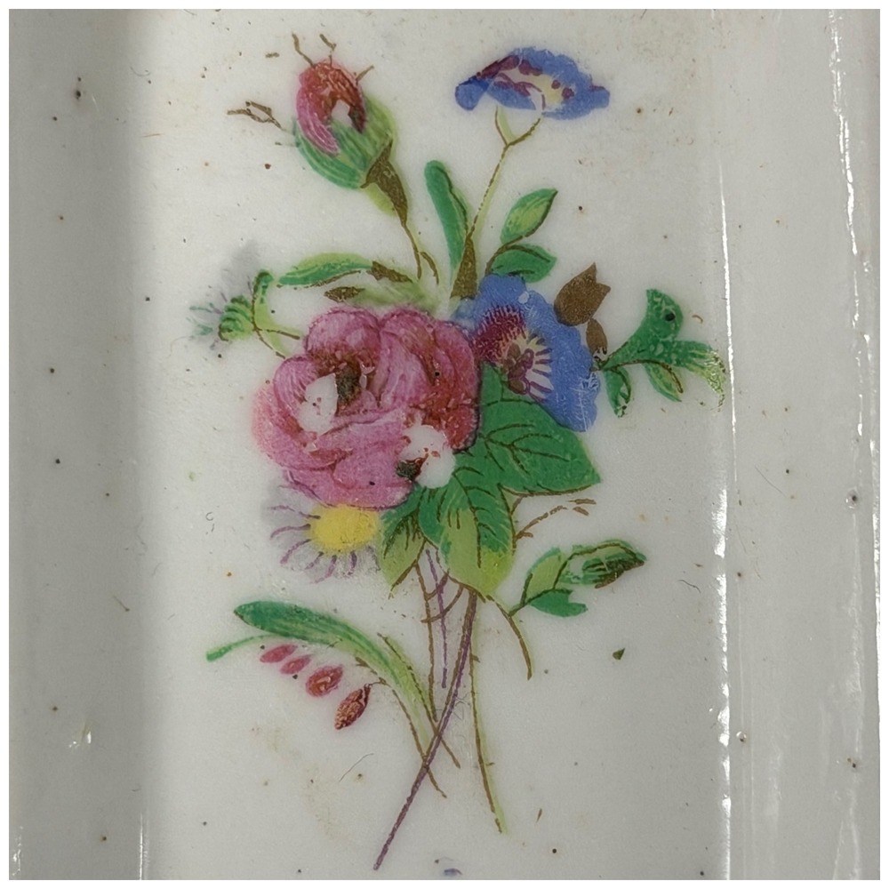 Floral Porcelain Vanity Tray in White with Pink and Green Accents - Picture 2 of 5